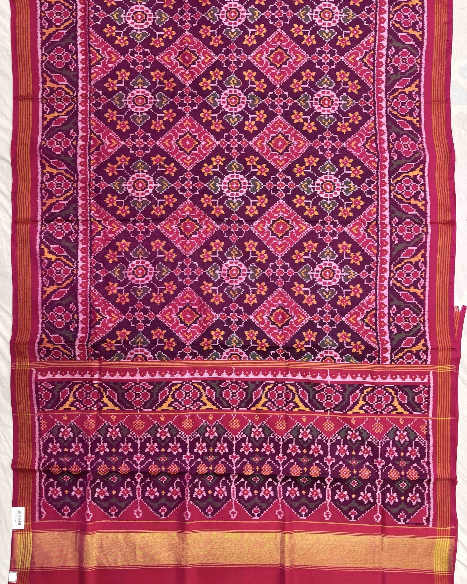 Pink & Purple Navratan Manekchowk Mix Patola Saree - SindhoiPatolaArt
