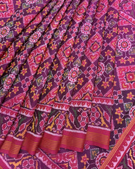 Pink & Purple Navratan Manekchowk Mix Patola Saree - SindhoiPatolaArt
