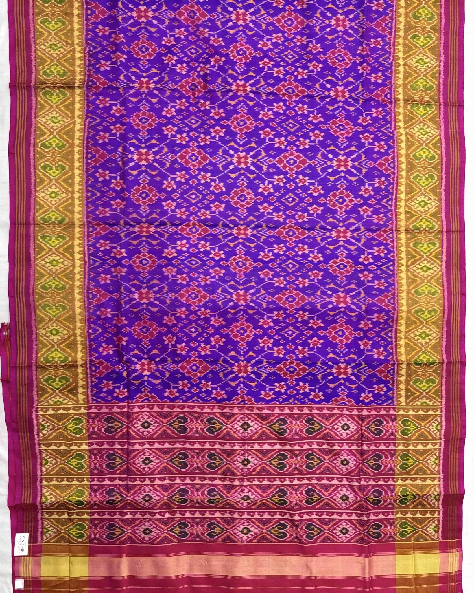 Pink & Purple Navratan Patola Saree - SindhoiPatolaArt