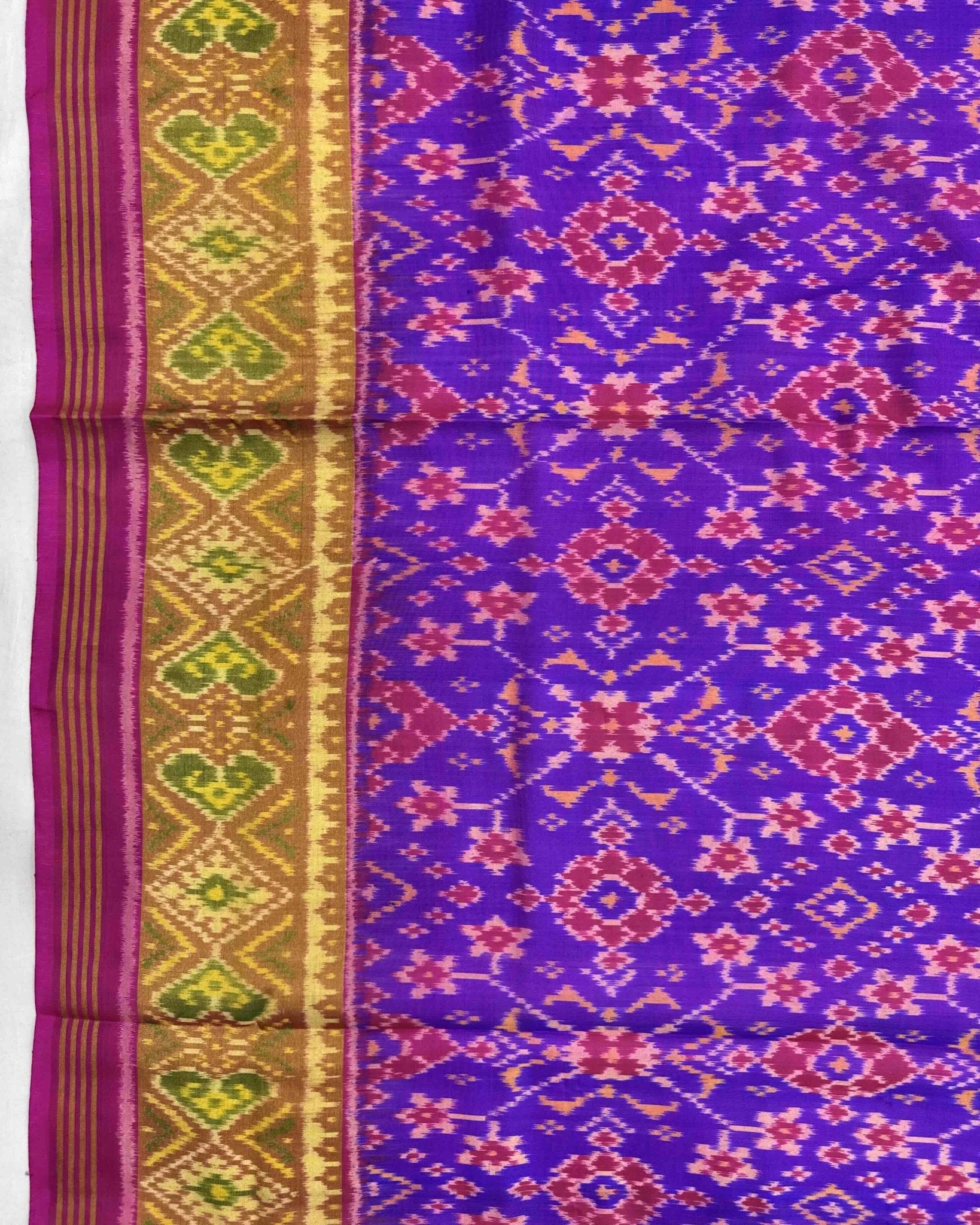 Pink & Purple Navratan Patola Saree - SindhoiPatolaArt