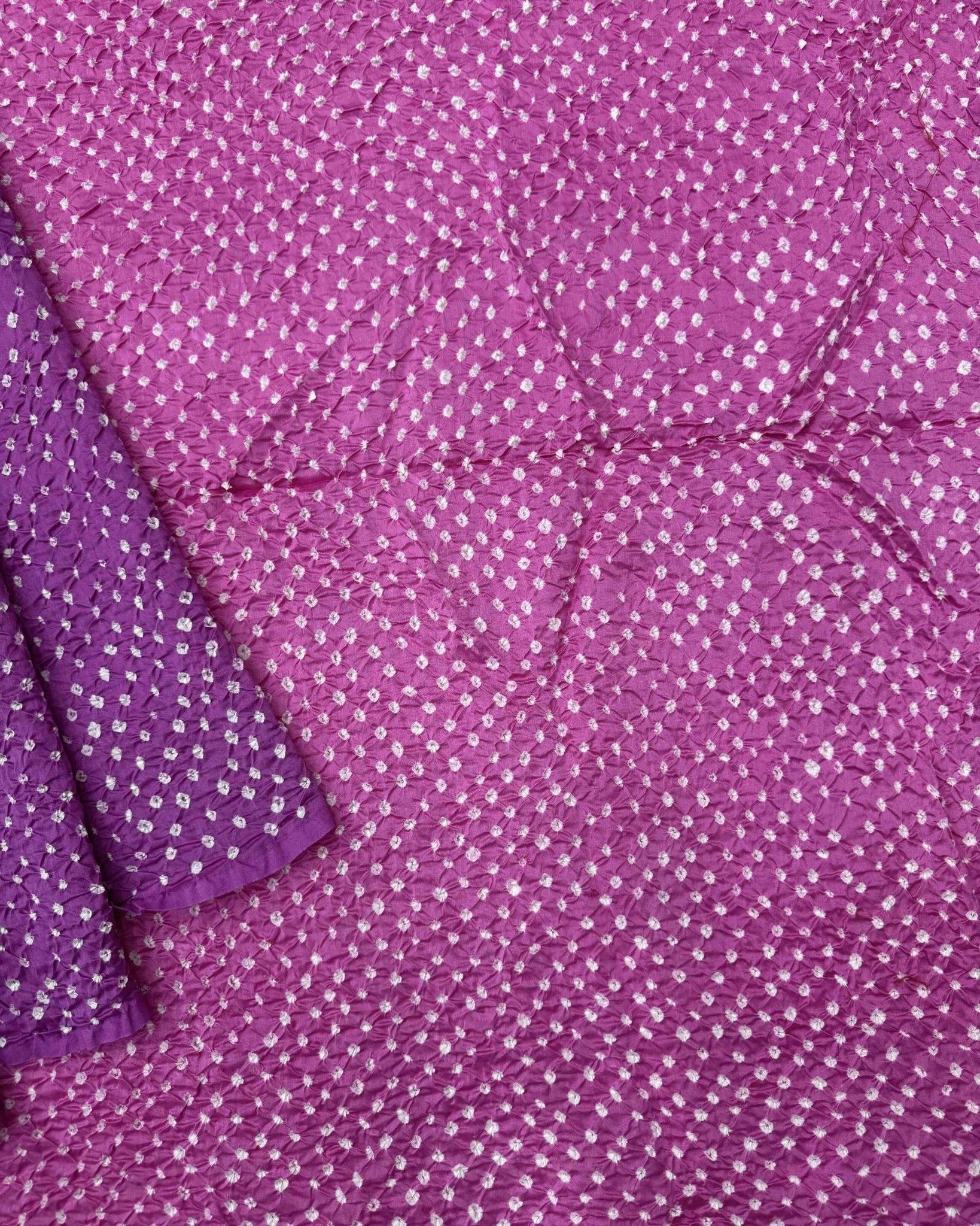Pink & Purple Shaded Chanderi Bandhani Saree - SindhoiPatolaArt