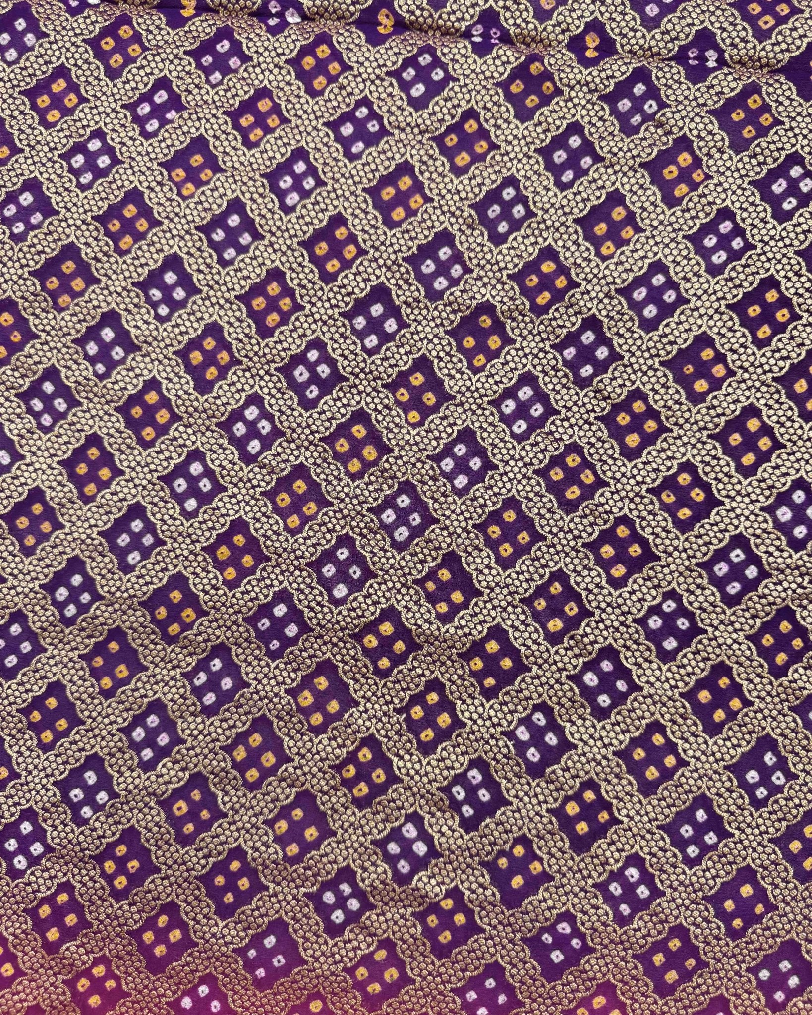 Pink & Purple Shaded Georgette Bandhani Saree - SindhoiPatolaArt