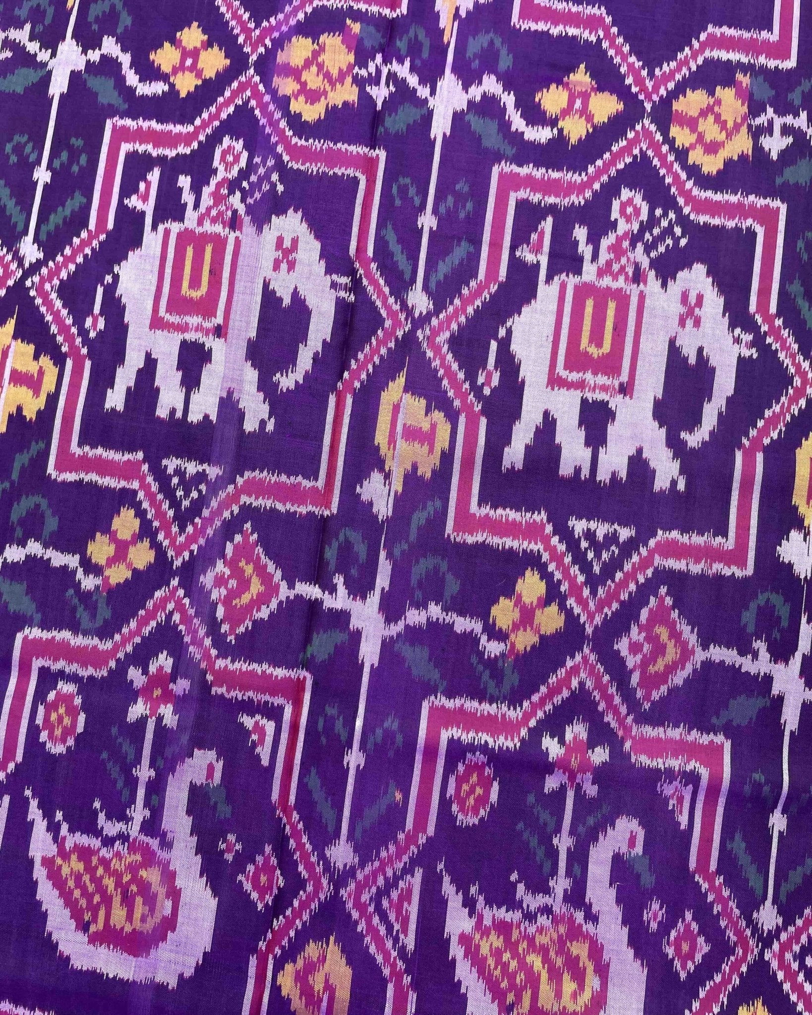 Pink & Purple Star Narikunj Figure Patola Saree - SindhoiPatolaArt
