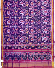 Pink & Purple Star Narikunj Figure Patola Saree - SindhoiPatolaArt