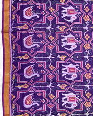 Pink & Purple Star Narikunj Figure Patola Saree - SindhoiPatolaArt