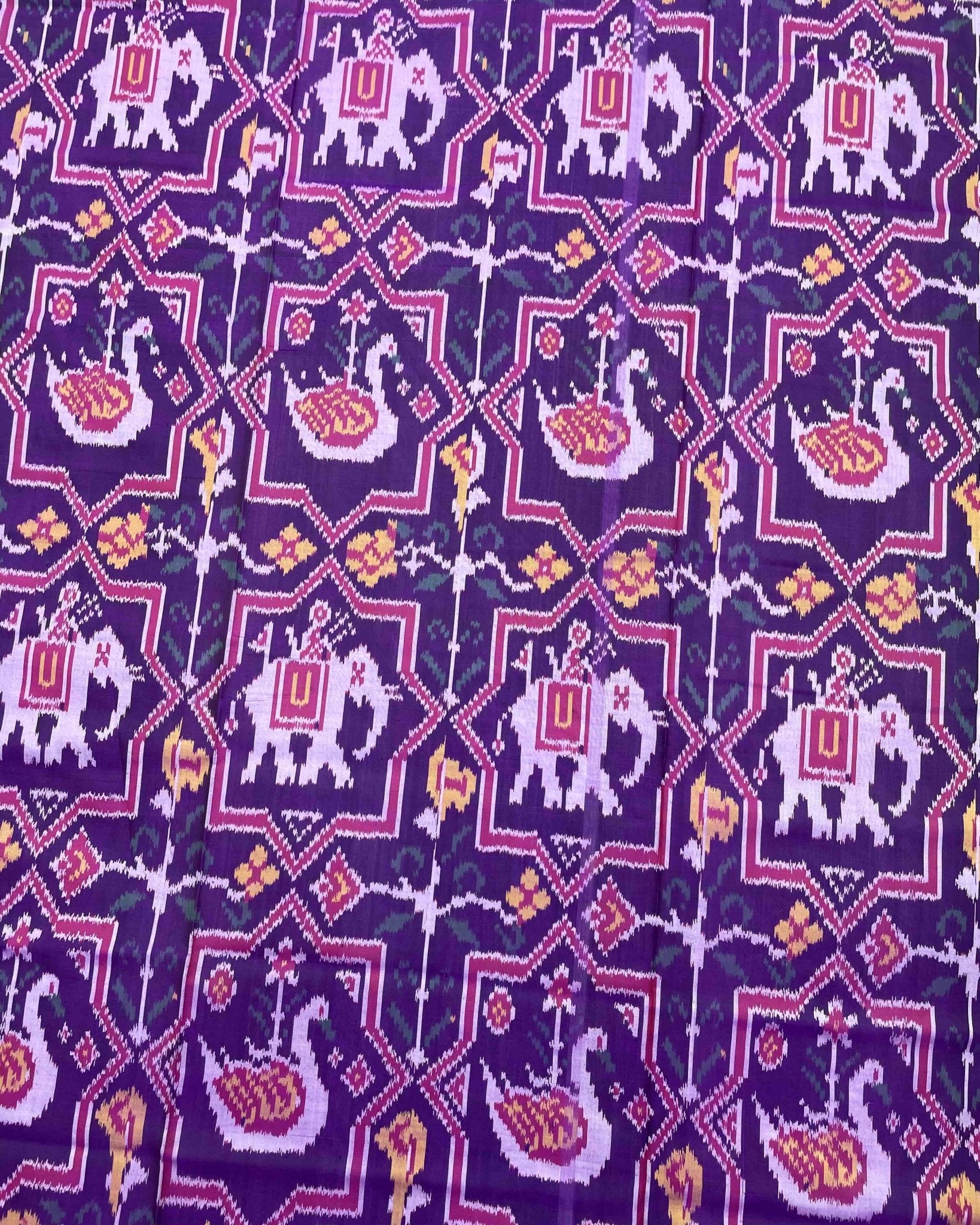 Pink & Purple Star Narikunj Figure Patola Saree - SindhoiPatolaArt