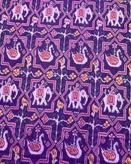 Pink & Purple Star Narikunj Figure Patola Saree - SindhoiPatolaArt