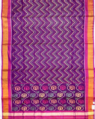 Pink & Purple Zig Zag Lining Patola Saree - SindhoiPatolaArt