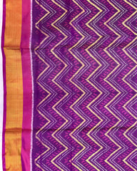 Pink & Purple Zig Zag Lining Patola Saree - SindhoiPatolaArt