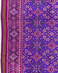 Pink & Purplish Blue Navratan Patola Saree - SindhoiPatolaArt