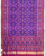 Pink & Purplish Blue Navratan Patola Saree - SindhoiPatolaArt