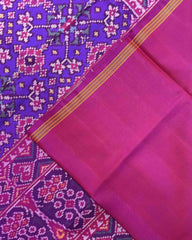 Pink & Purplish Blue Navratan Patola Saree - SindhoiPatolaArt