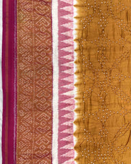 Pink & Rust Bandhani Patola Saree - SindhoiPatolaArt