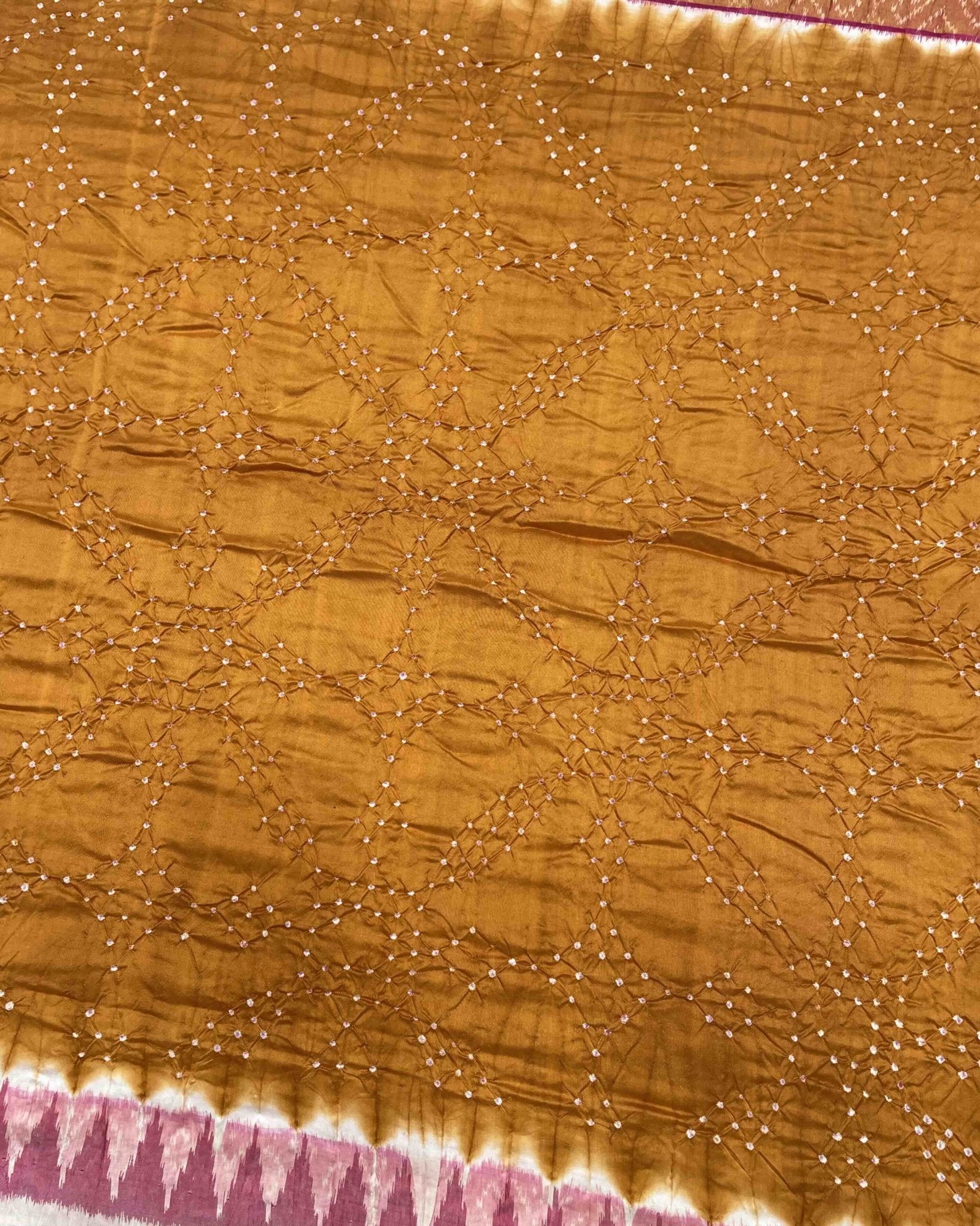 Pink & Rust Bandhani Patola Saree - SindhoiPatolaArt