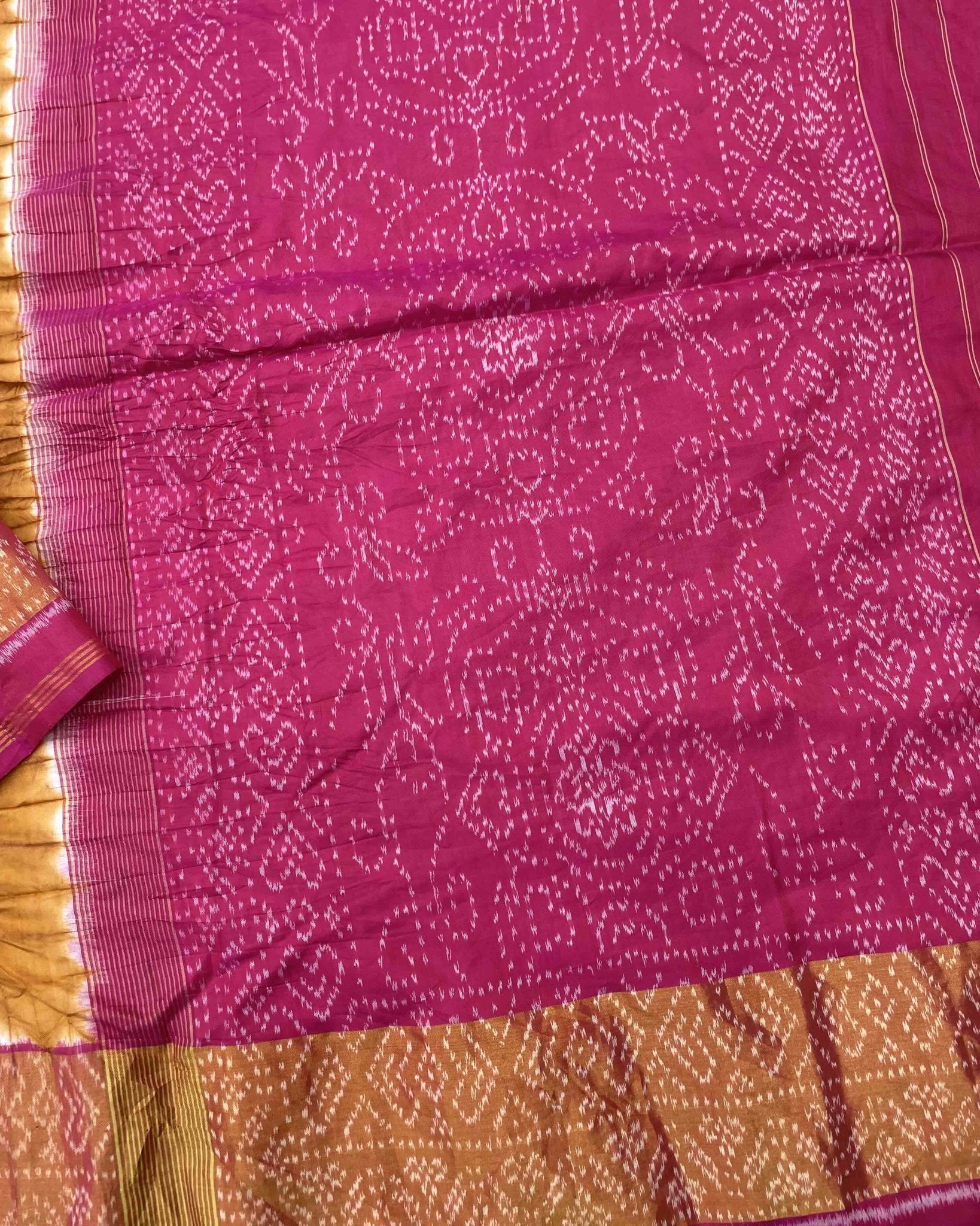 Pink & Rust Bandhani Patola Saree - SindhoiPatolaArt