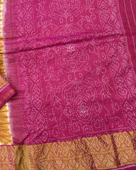 Pink & Rust Bandhani Patola Saree - SindhoiPatolaArt