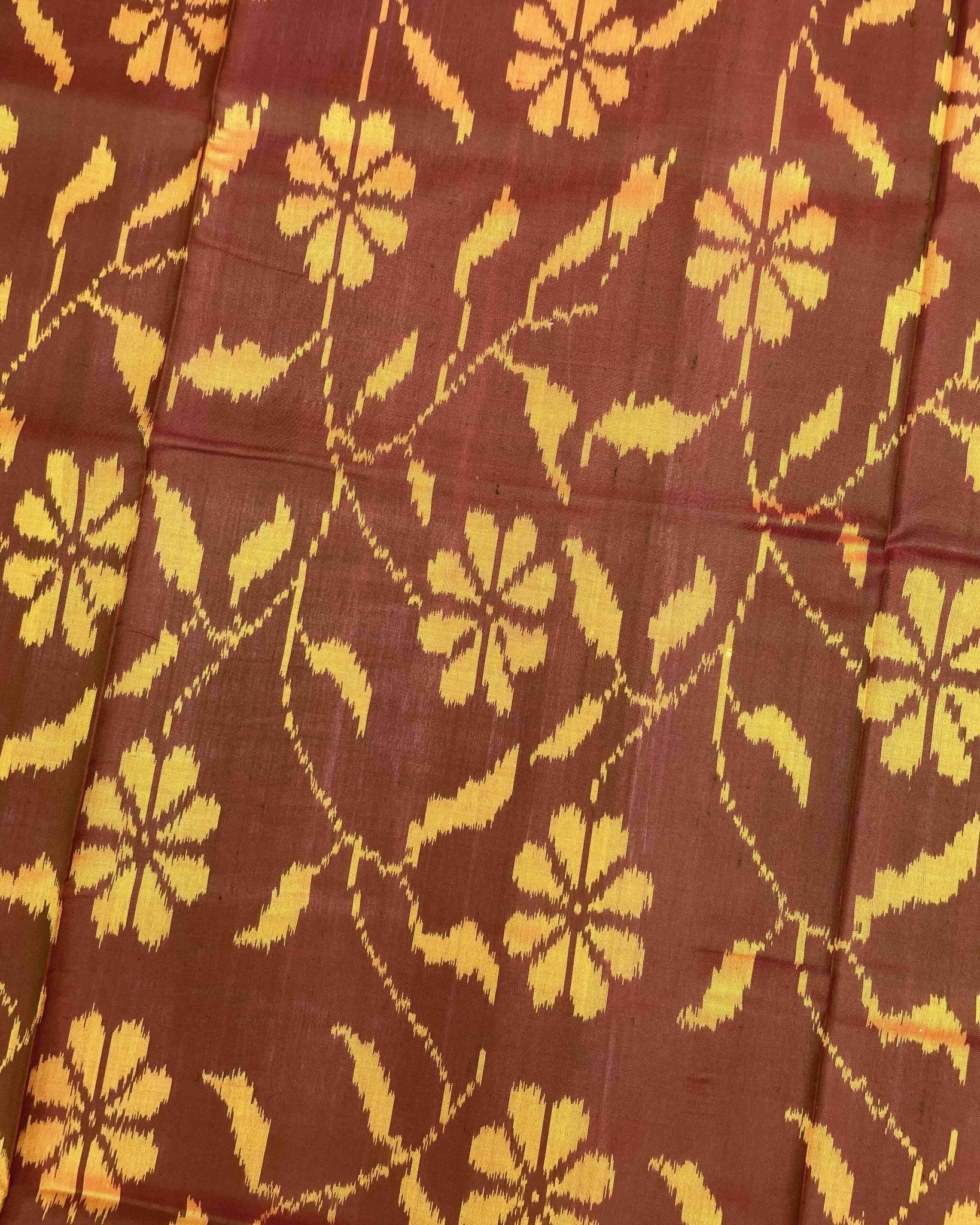 Pink & Rust Brown Fancy Flower Patola Saree - SindhoiPatolaArt