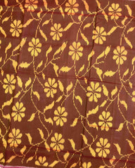 Pink & Rust Brown Fancy Flower Patola Saree - SindhoiPatolaArt