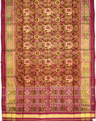 Pink & Rust Manekchowk Elephant Patola Saree - SindhoiPatolaArt