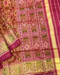 Pink & Rust Manekchowk Elephant Patola Saree - SindhoiPatolaArt