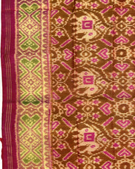 Pink & Rust Manekchowk Elephant Patola Saree - SindhoiPatolaArt