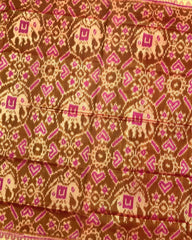 Pink & Rust Manekchowk Elephant Patola Saree - SindhoiPatolaArt