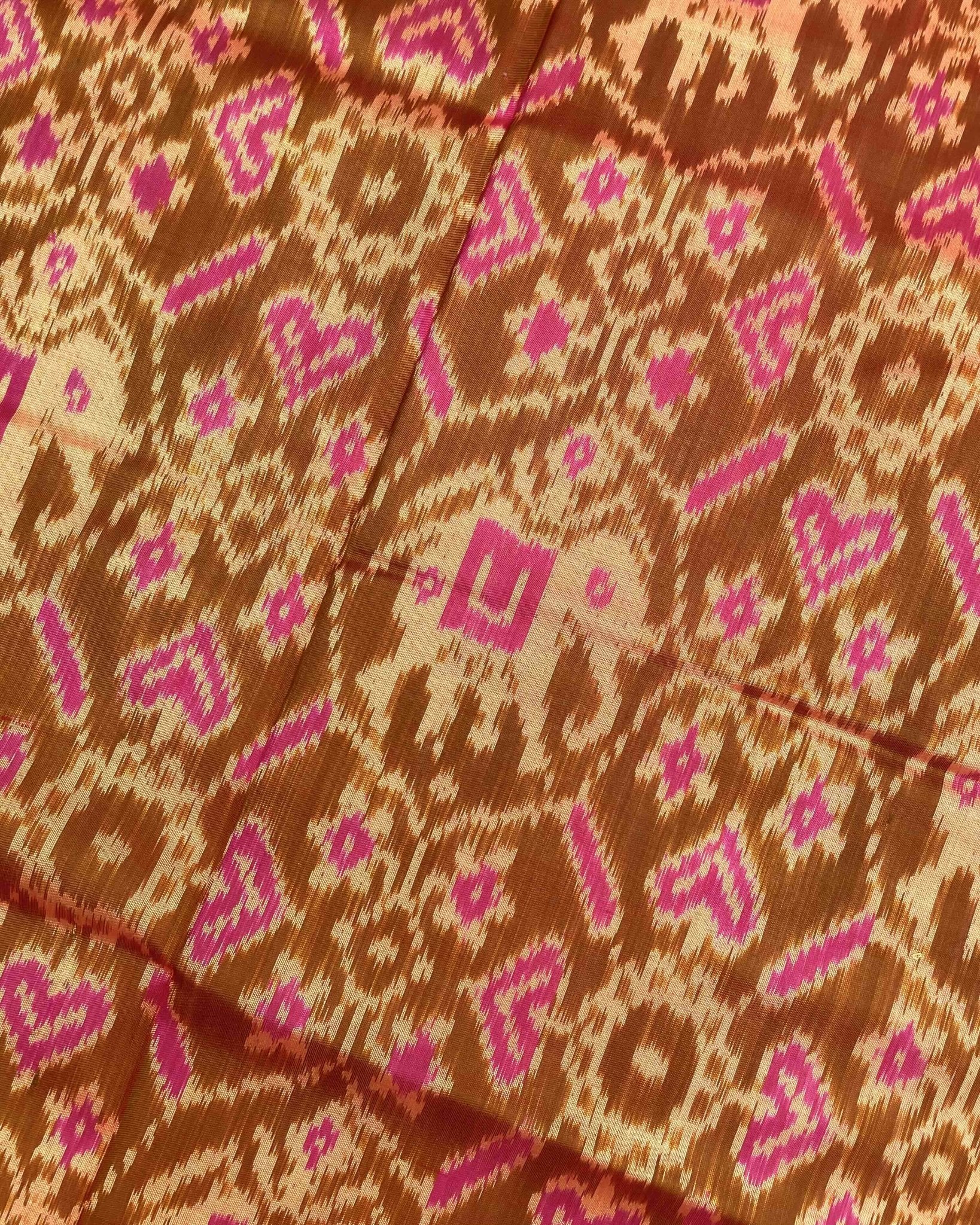 Pink & Rust Manekchowk Elephant Patola Saree - SindhoiPatolaArt
