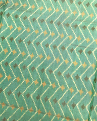 Pink & Sea Green Zig Zag Lining Patola Saree - SindhoiPatolaArt
