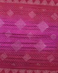 Pink Shaded Chiniya Bandhani Saree - SindhoiPatolaArt