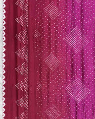 Pink Shaded Chiniya Bandhani Saree - SindhoiPatolaArt