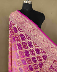 Pink Shaded Georgette Bandhani Dupatta - SindhoiPatolaArt
