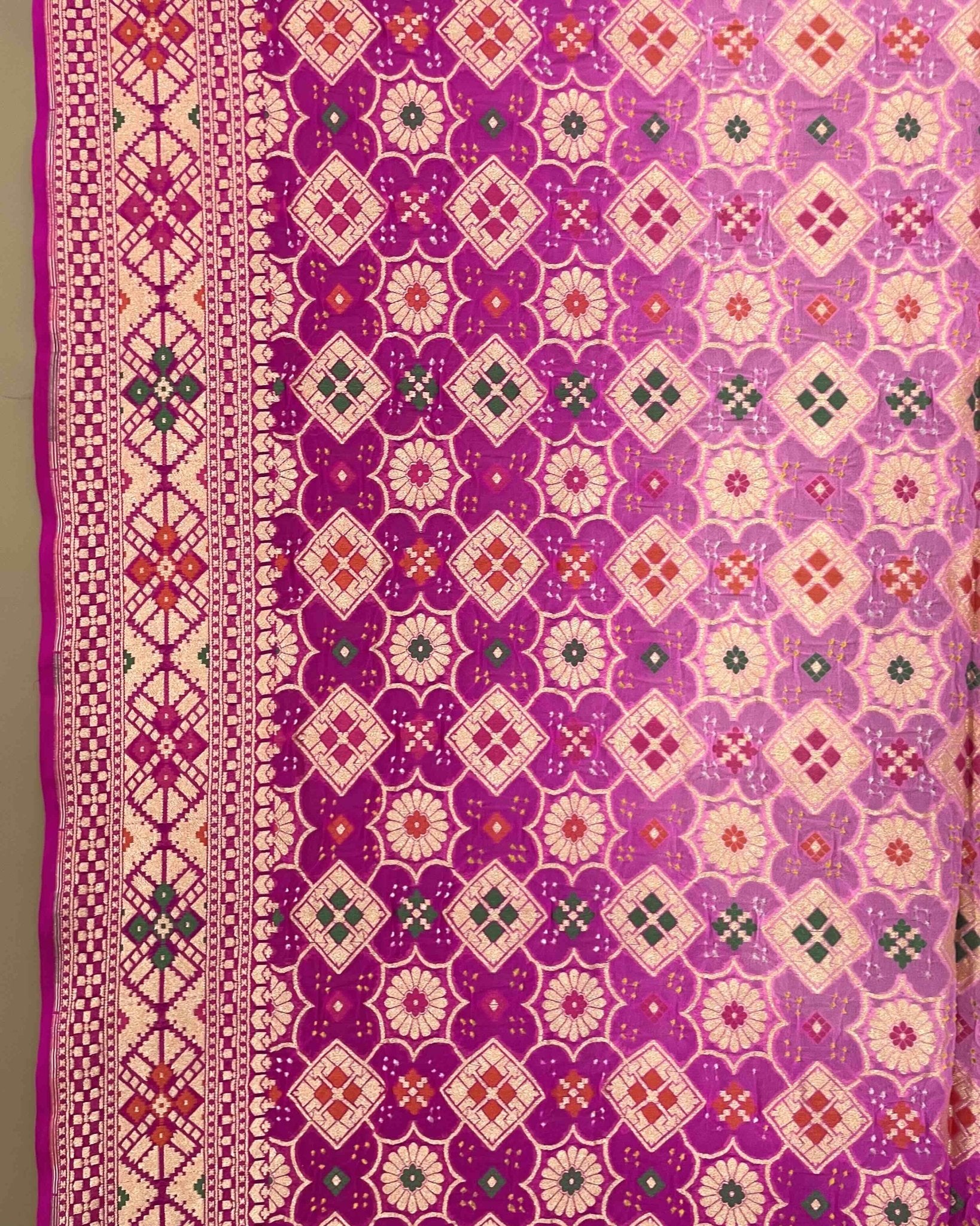 Pink Shaded Meenakari Georgette Bandhani Dupatta - SindhoiPatolaArt