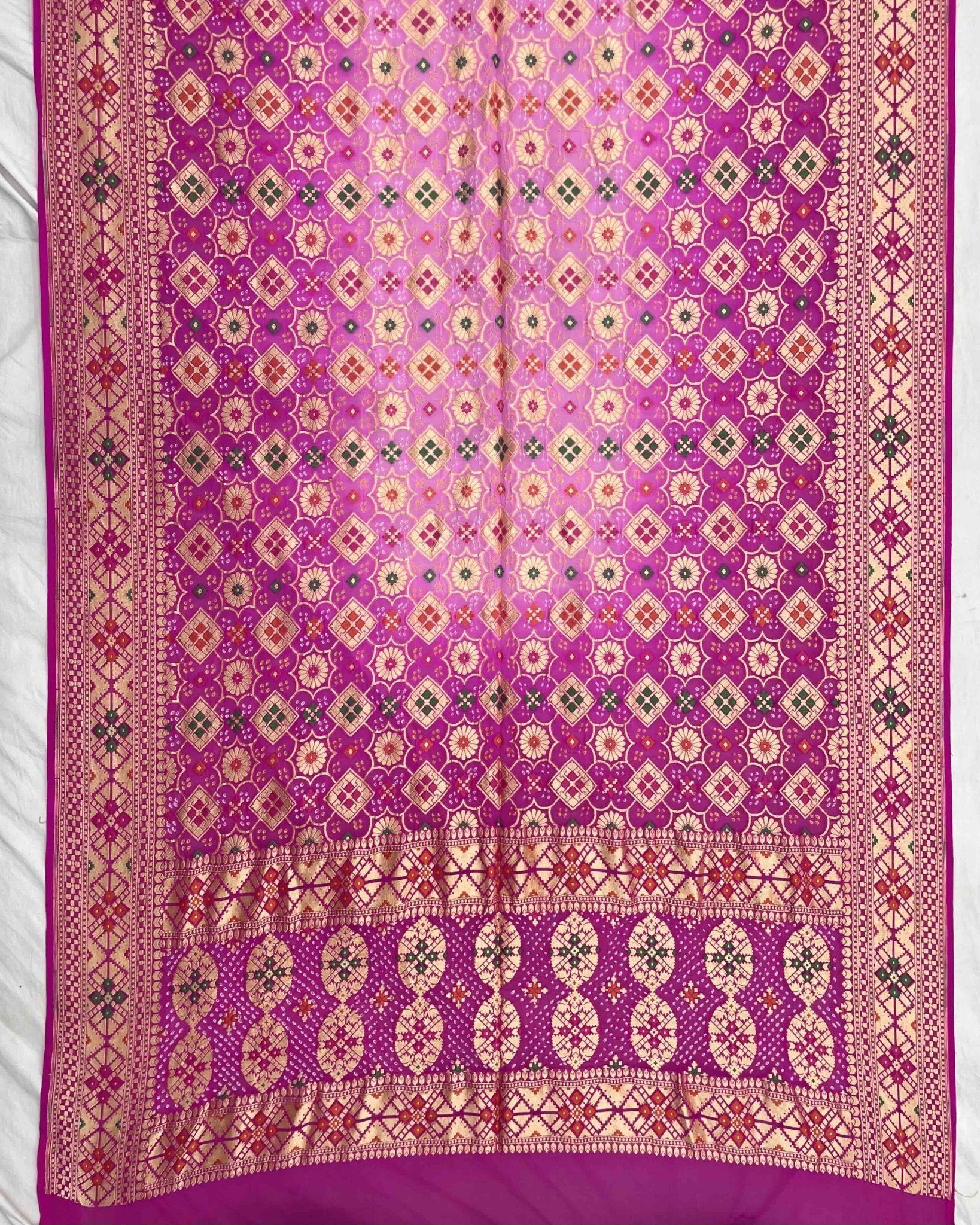 Pink Shaded Meenakari Georgette Bandhani Dupatta - SindhoiPatolaArt