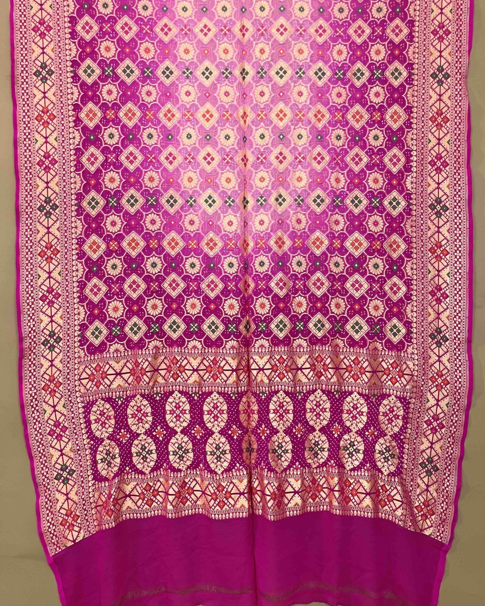 Pink Shaded Meenakari Georgette Bandhani Dupatta - SindhoiPatolaArt