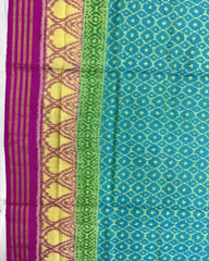Pink & Sky Blue Booty Designer Patola Saree - SindhoiPatolaArt