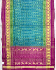 Pink & Sky Blue Booty Designer Patola Saree - SindhoiPatolaArt