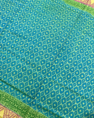 Pink & Sky Blue Booty Designer Patola Saree - SindhoiPatolaArt