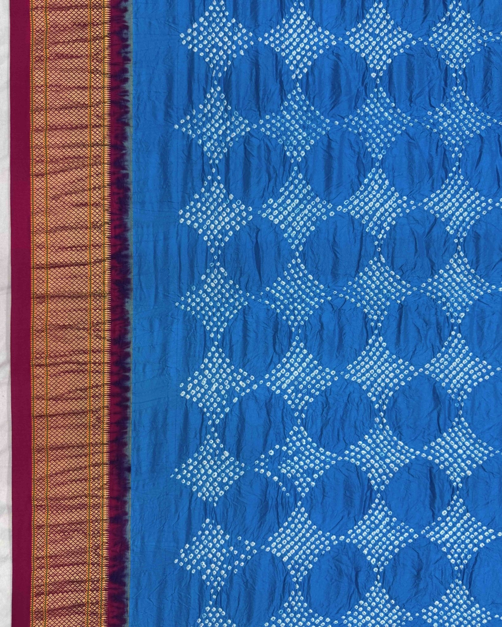 Pink & Sky Blue Paithani Bandhani Saree - SindhoiPatolaArt