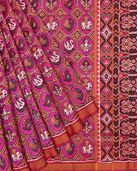 Pink & Small Circle Narikunj Patola Saree - SindhoiPatolaArt