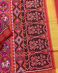 Pink & Small Circle Narikunj Patola Saree - SindhoiPatolaArt