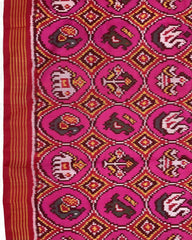 Pink & Small Circle Narikunj Patola Saree - SindhoiPatolaArt