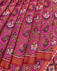 Pink & Small Circle Narikunj Patola Saree - SindhoiPatolaArt
