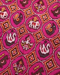 Pink & Small Circle Narikunj Patola Saree - SindhoiPatolaArt