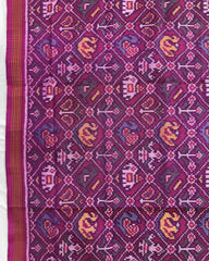 Pink Small Narkunj Semi Double Ikat Patola Dupatta - SindhoiPatolaArt