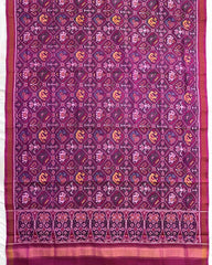 Pink Small Narkunj Semi Double Ikat Patola Dupatta - SindhoiPatolaArt