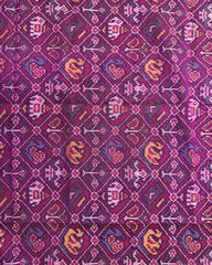 Pink Small Narkunj Semi Double Ikat Patola Dupatta - SindhoiPatolaArt