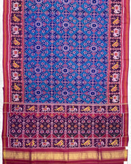 Pink & Turquoise Navratan Designer Patola Saree - SindhoiPatolaArt