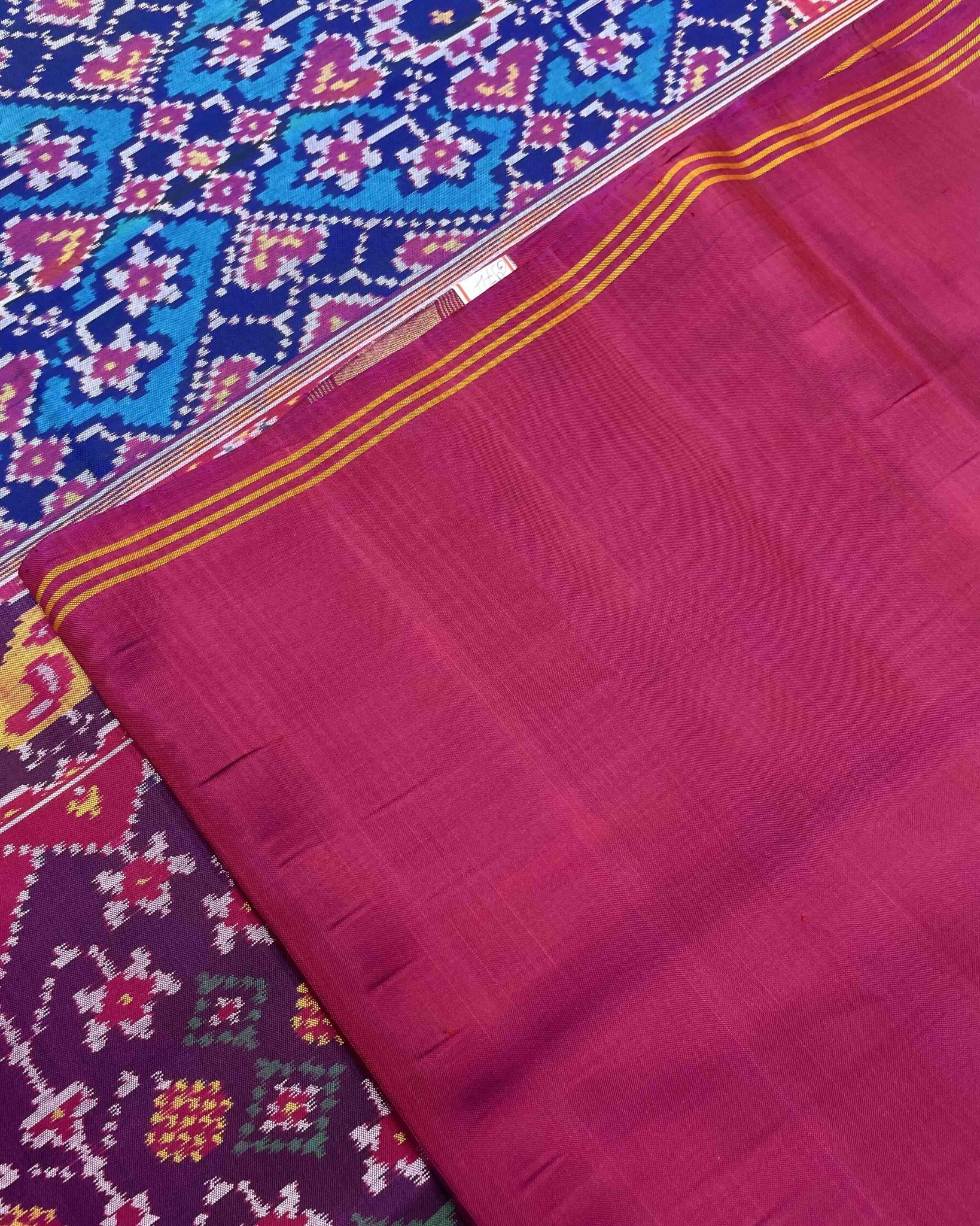 Pink & Turquoise Navratan Designer Patola Saree - SindhoiPatolaArt