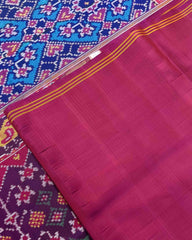 Pink & Turquoise Navratan Designer Patola Saree - SindhoiPatolaArt