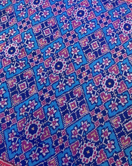 Pink & Turquoise Navratan Designer Patola Saree - SindhoiPatolaArt